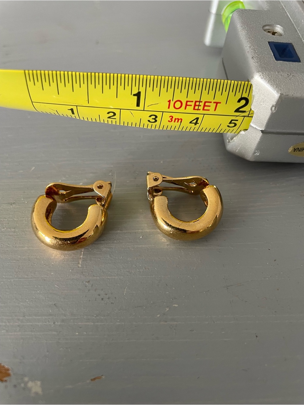 Vintage Agatha Polished Gold Clip-On Hoop Earrings